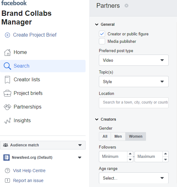use facebook brand collab manager