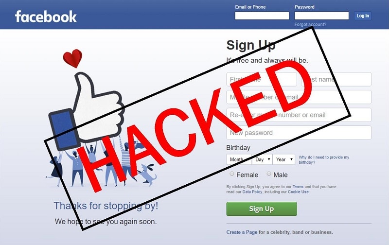 conta do facebook hackeada