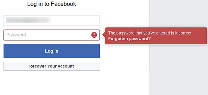 facebook forget password to recover account