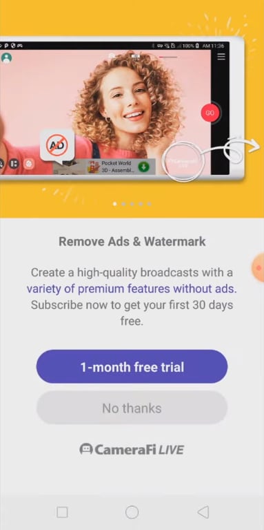 use camerafi live one month trial