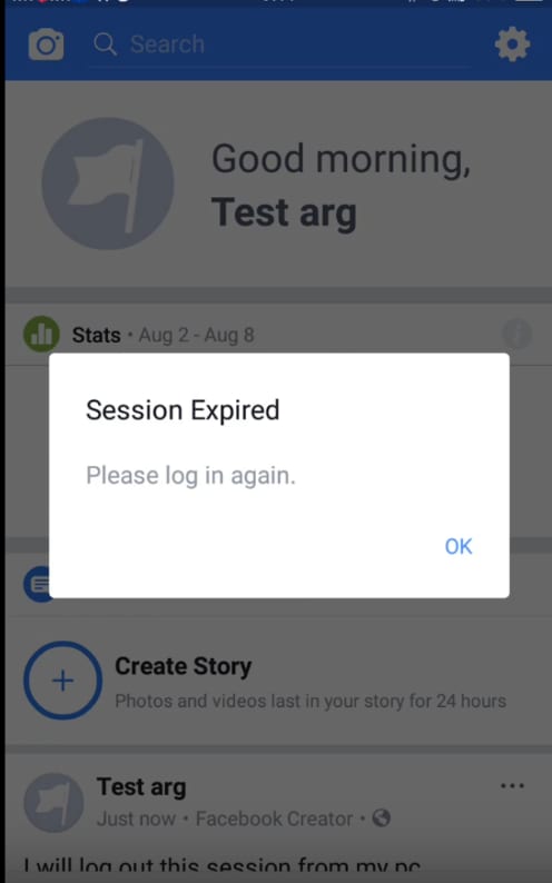 Session Expired Facebook Messenger