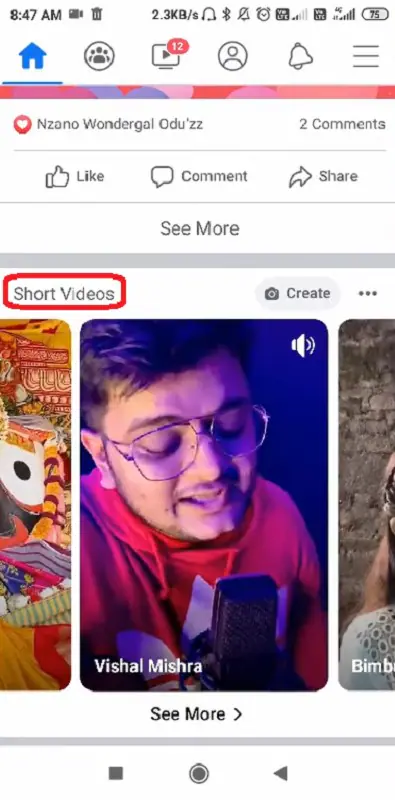 Scroll to Short Videos