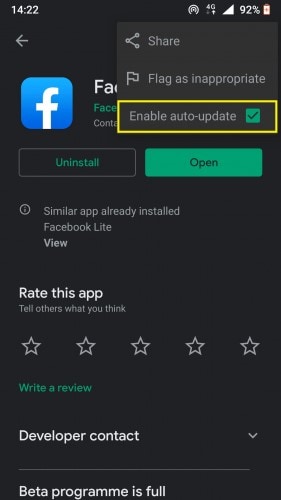 disable auto-update feature
