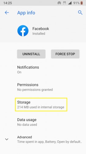 click on storage option