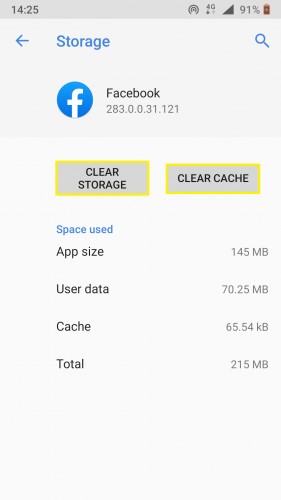 clear facebook app cache
