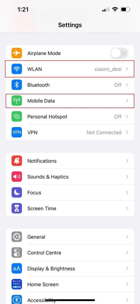 periksa internet di iphone