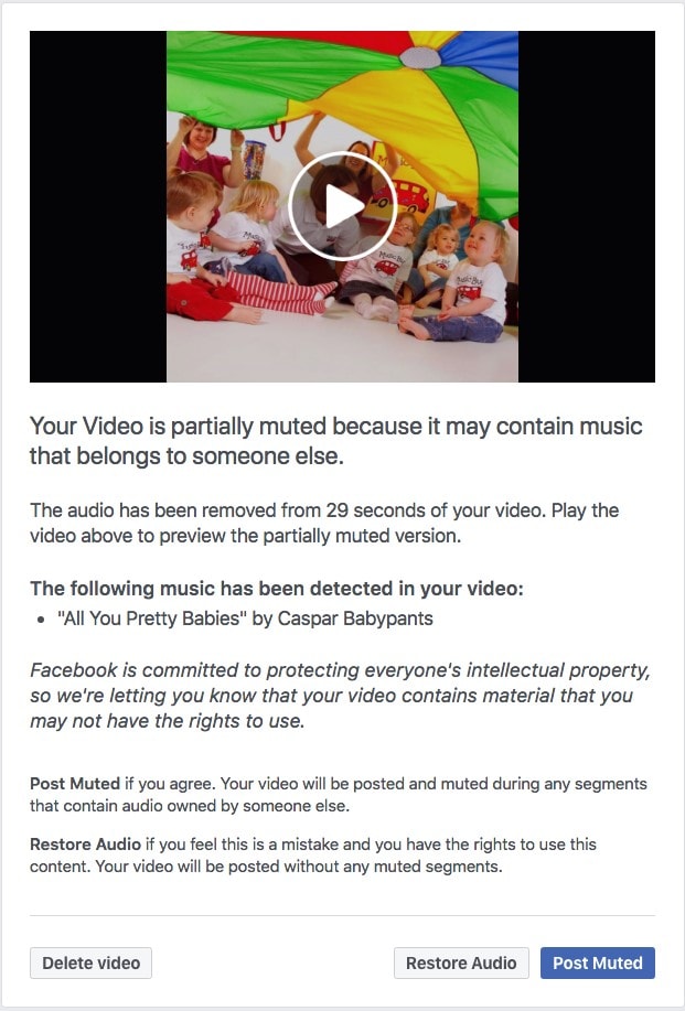restore facebook video audio