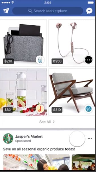 Publicités vidéo sur la place de marché Facebook