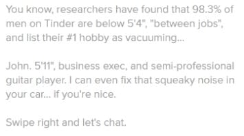Funny Tinder Profile for Male