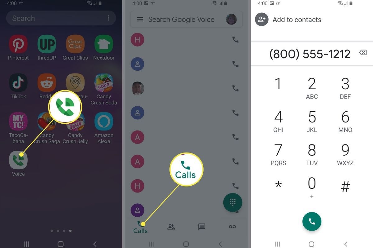 how to contact and record with Google voice