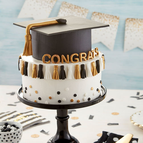 Graduation day cake icon Royalty Free Vector Image