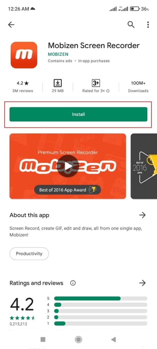 install mobizen on your phone