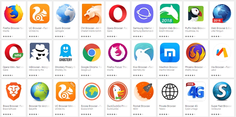 popular mobile browsers