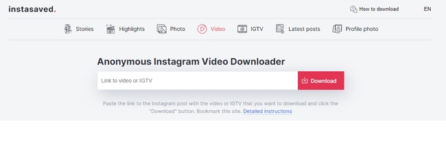 Instasaved - Anonymer Instagram Video Downloader