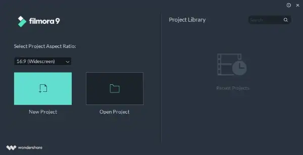 create a new project on filmora