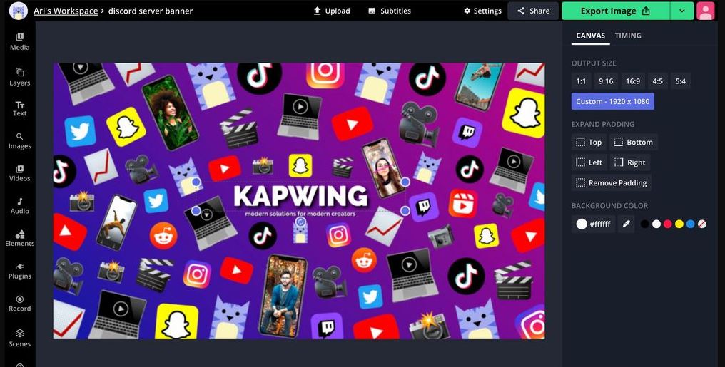 make discord banner with kapwing