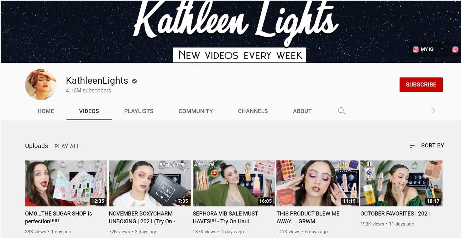 videos haul de Kathleen lights