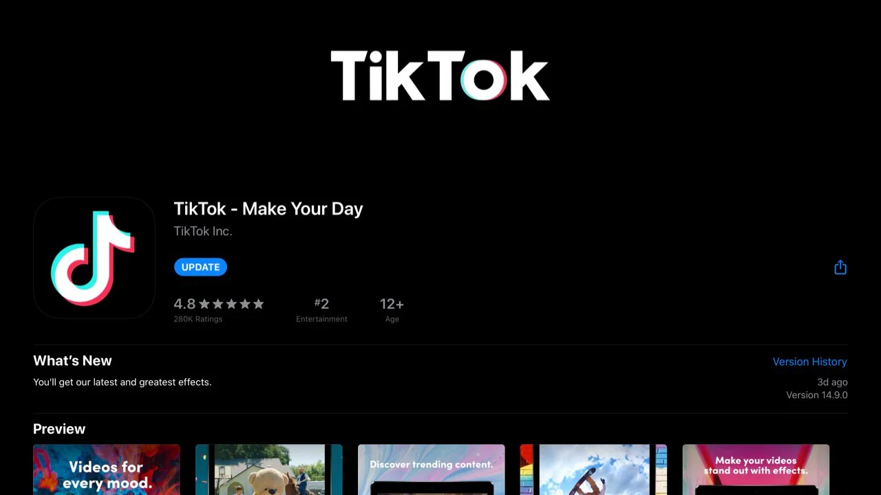 Versão mais recente do TikTok