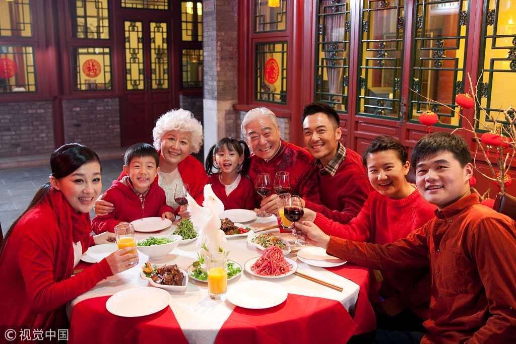 Family having dinner to celebrate Chinese New Year