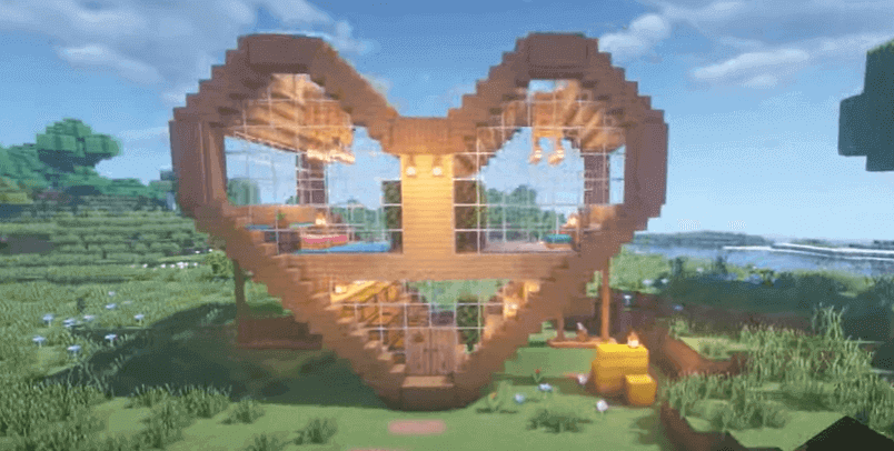 things to do on minecraft on valentine day - building a heart house