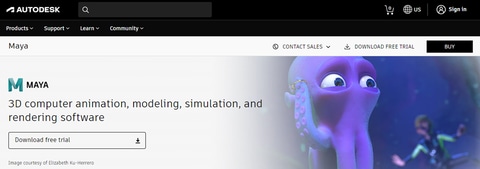 Сайт программного обеспечения AutoDesk Maya