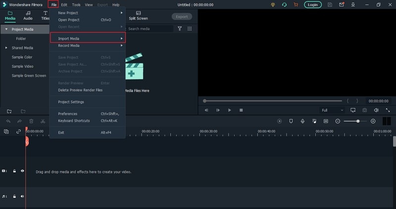 import media in filmora
