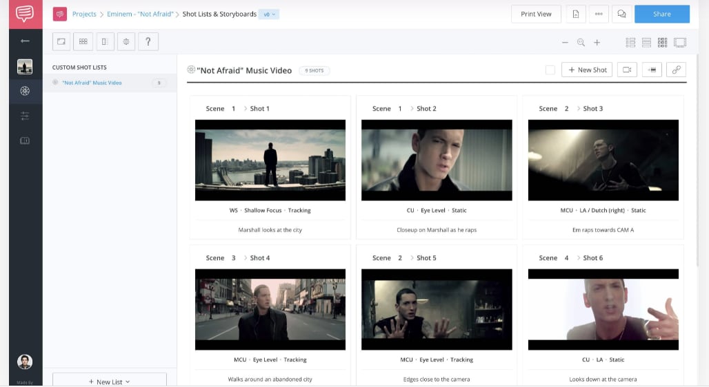 music video storyboard template