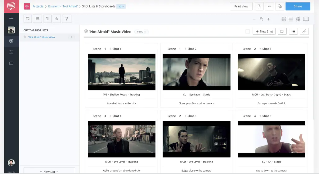 template storyboard video musik