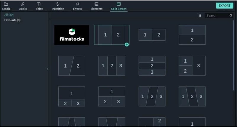 opciones de división en filmora