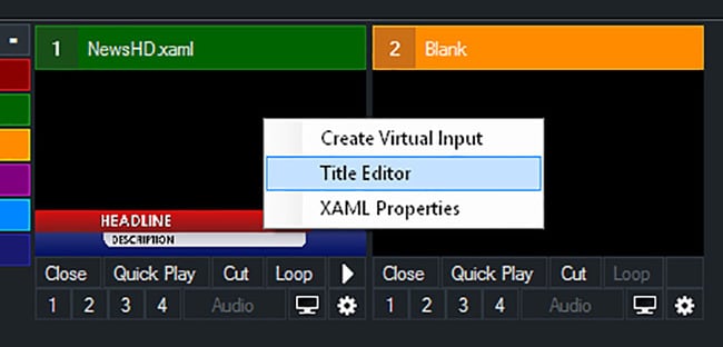 VMIX title Designer. Hrml Заголовок input. VMIX Replay Controller. Табло список команд в VMIX.