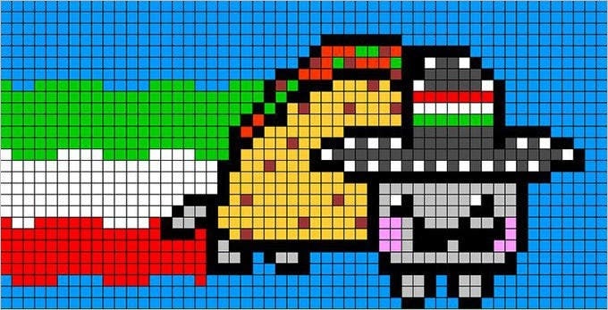 pixel art template cat
