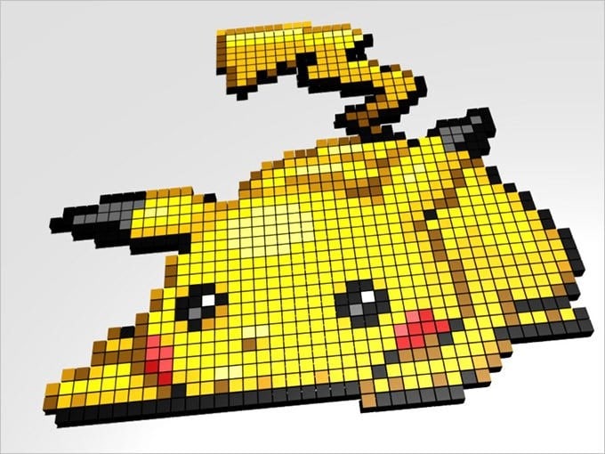 pixel art template pikachu