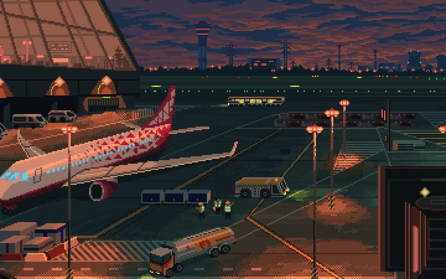 pixel art wallpaper airport