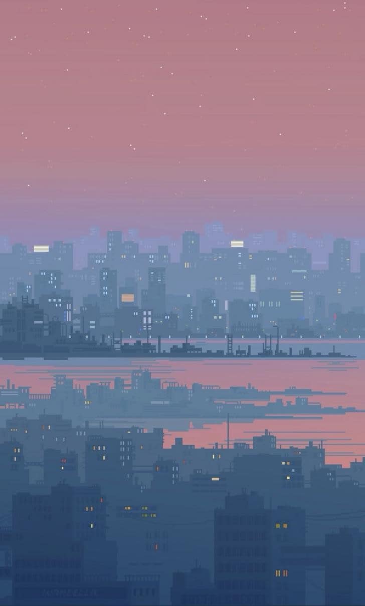 pixel art wallpaper city