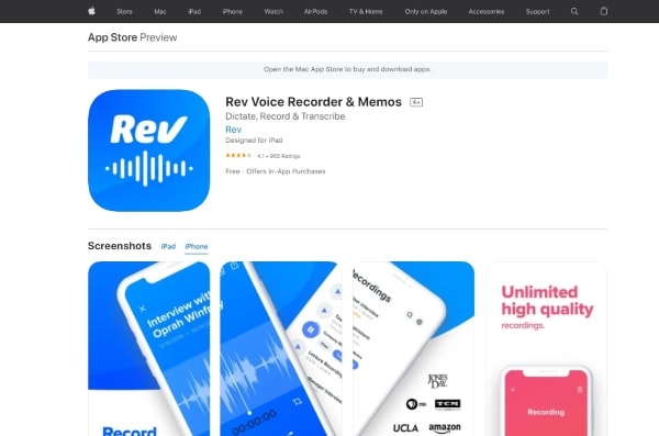 rev voice recorder and memos