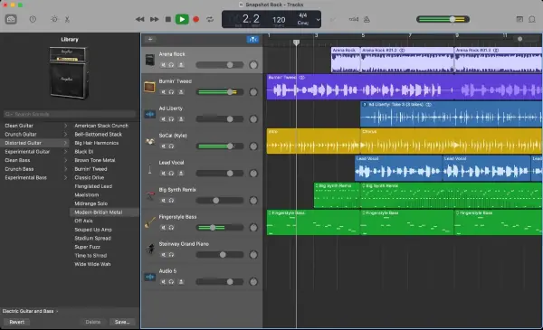 interfaccia garageband di apple