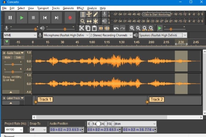 recording audio on audacity