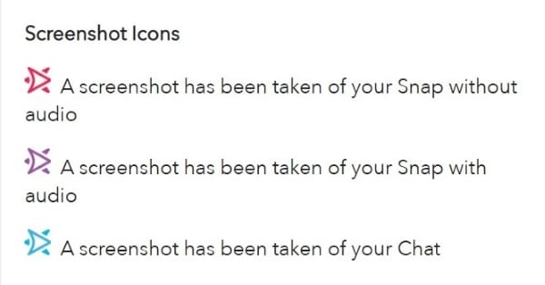 screenshot icons on snapchat