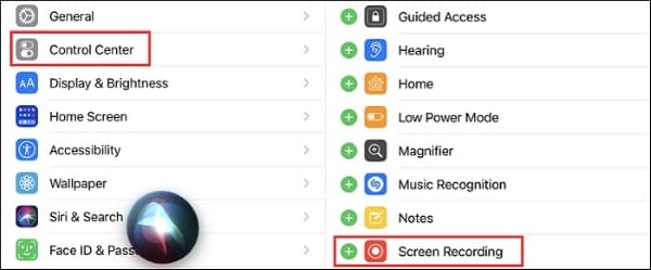 tambahkan perekam layar ke control center