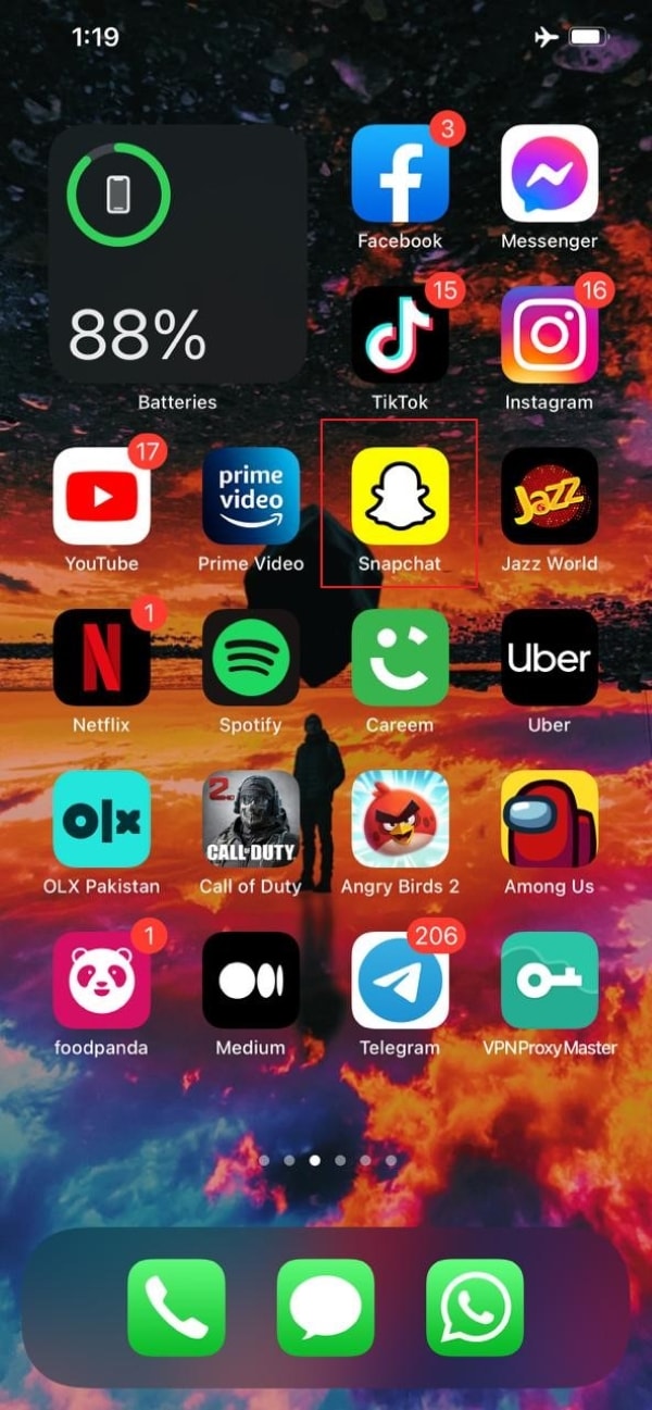 launch snapchat on iphone