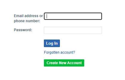 Log in to your facebook account