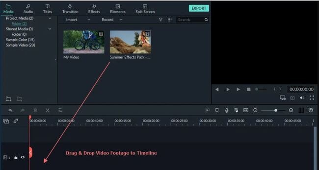 drag video to timeline filmora