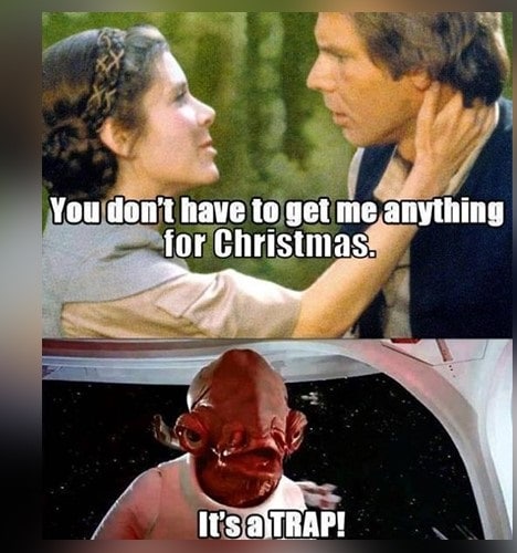 Meme de Star Wars sobre o presente de Natal