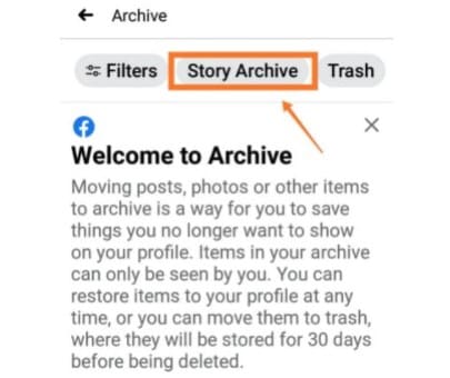story archive facebook mobile
