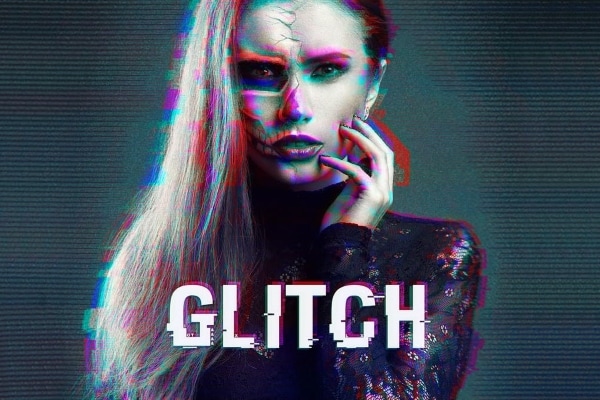 distorted glitch photoshop action