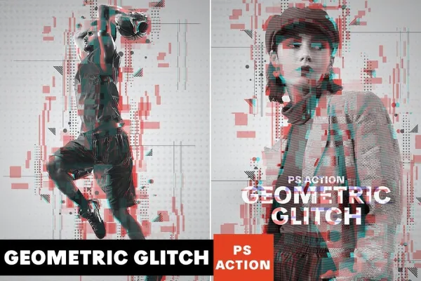 geometric glitch photoshop action