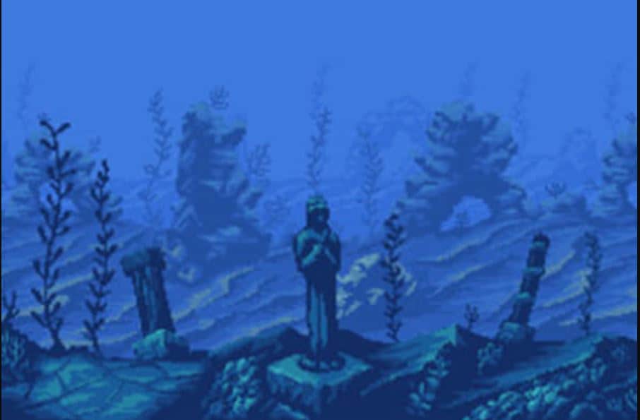 underwater scene pixel art background