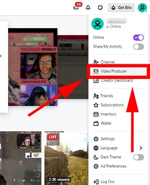 upload stream twitch ke youtube - klik video producer di twitch