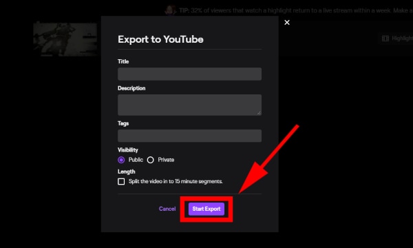 upload twitch stream to youtube - export twitch video to youtube