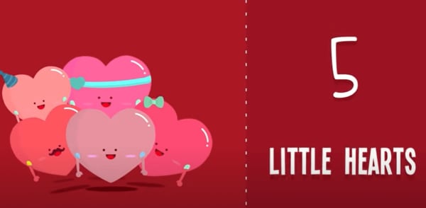 education valentine's day video - Five Little Hearts Song